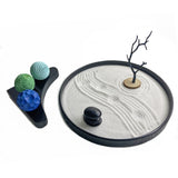 AOVOA Japanese Zen Garden Kit with 3 Zen Sand Spheres, Zen Decor and Meditation Accessories for Home & Office, Zen Sandbox for Relaxation and Meditation