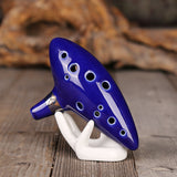 Aovoa Ocarina 12 Hole Alto C with Getting Started Guide Display Stand and Protective Bag (Blue)